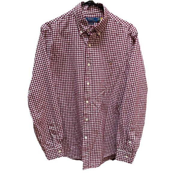 Ralph Lauren Shirt Mens Large Red White Plaid Button Down Long Sleeve - Picture 2 of 7